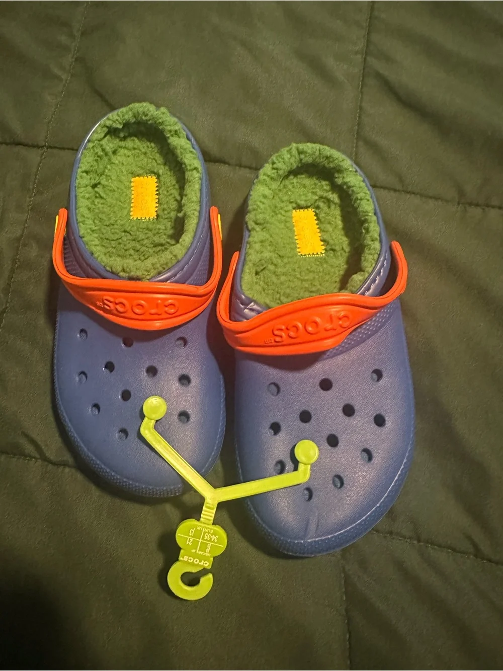 Kids Blue Clog with Green Lining and Orange Strap